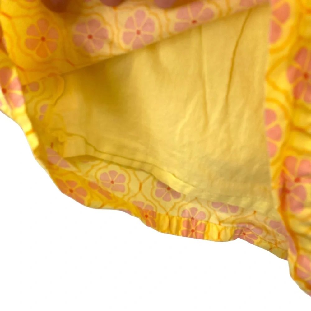 Baby Gap Yellow Cotton Floral Shift Dress Ruffle Front